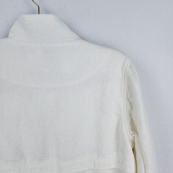 Athleta Jacket Womens Small White Sahara Cropped Linen Moto Full Zip Casual - Picture 15 of 16